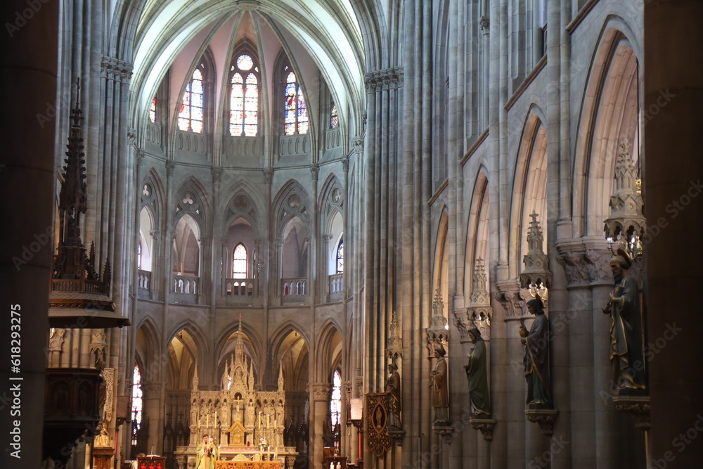 L'église Saint Etienne, de style néo-gothique, ville de Mulhouse, département du Haut Rhin, France