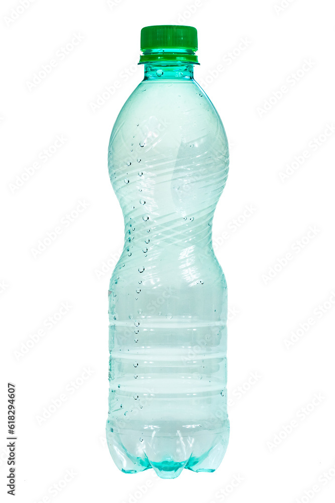 green plastic bottle on a white isolated background green plastic bottle on a white isolated background