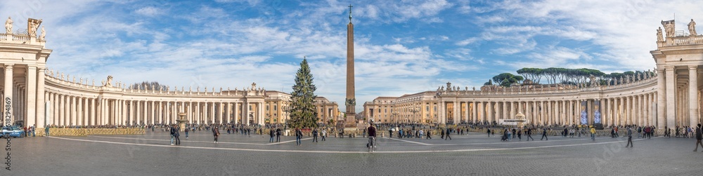 panorama of Saint Peter's Square, Vatican City in Christmas