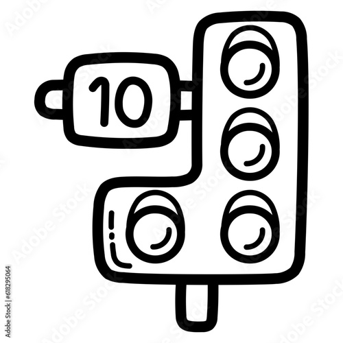 Traffic light line icon style