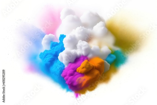 Bright colorful rainbow paint powder explosion, festival. Ai generative.