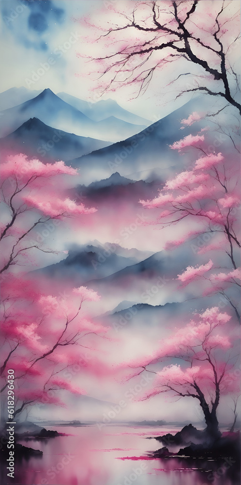 Fototapeta premium Sakura garden. AI generated illustration