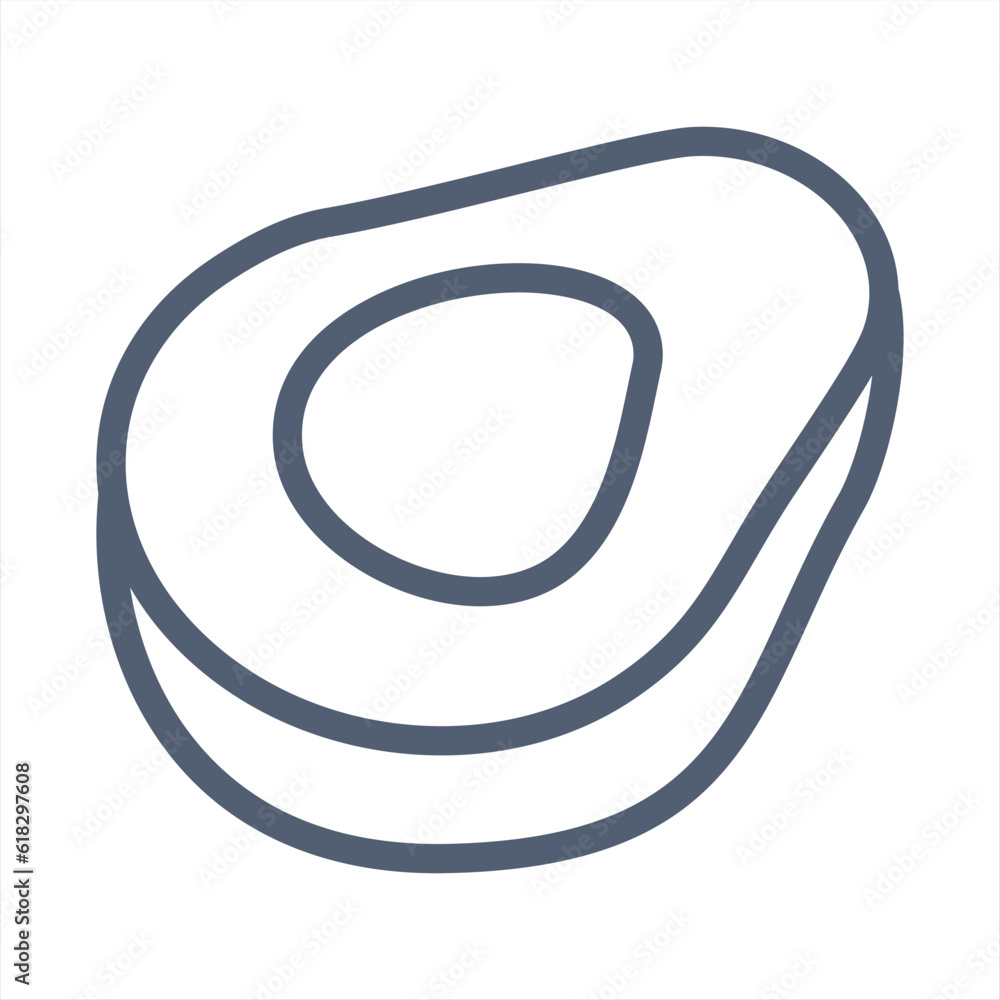 half avocado icon over white background, line style, vector illustration half avocado icon over white background, line style, vector illustration