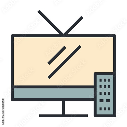 Smart TV and remote icon in color, isolated on white background.digital tv icon symbol template for graphic and web design collection logo vector illustration