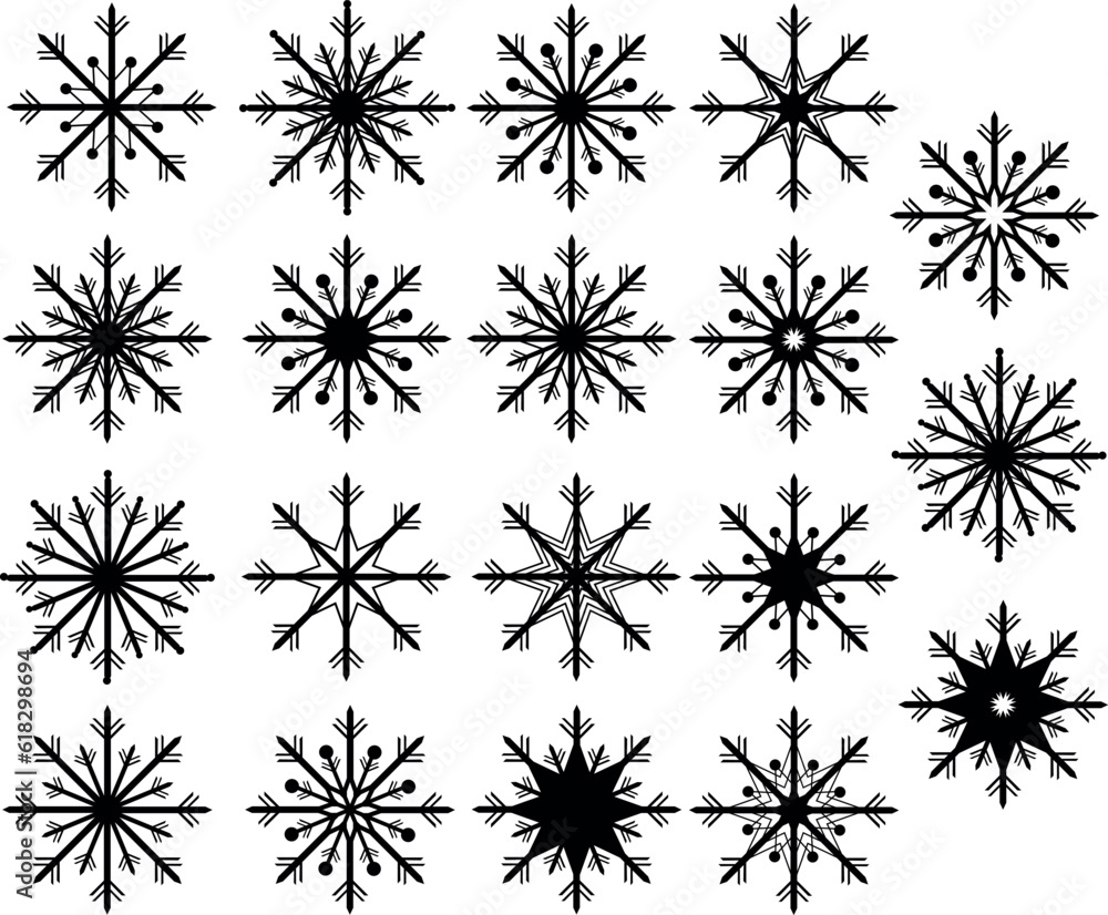 Set of original snowflake pattern,  winter snow ornament  