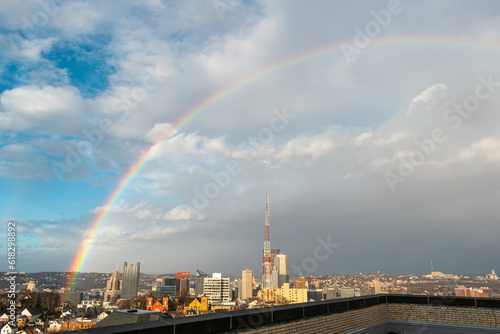 Rainbow after a storm over downtown Pittsburgh, Pennsylvania