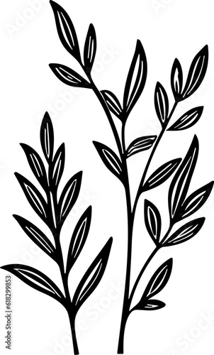Meadow Herbs line art vector illustration set isolated on white. Flower black ink sketch. Modern minimalist hand drawn design. © necropos12