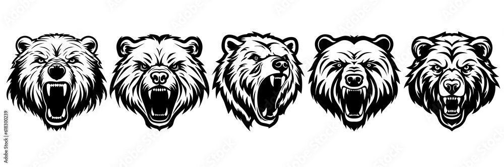 Bear silhouettes set, large pack of vector silhouette design, isolated white background Bear silhouettes set, large pack of vector silhouette design, isolated white background