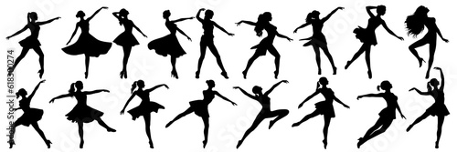 Dance silhouettes set  large pack of vector silhouette design  isolated white background