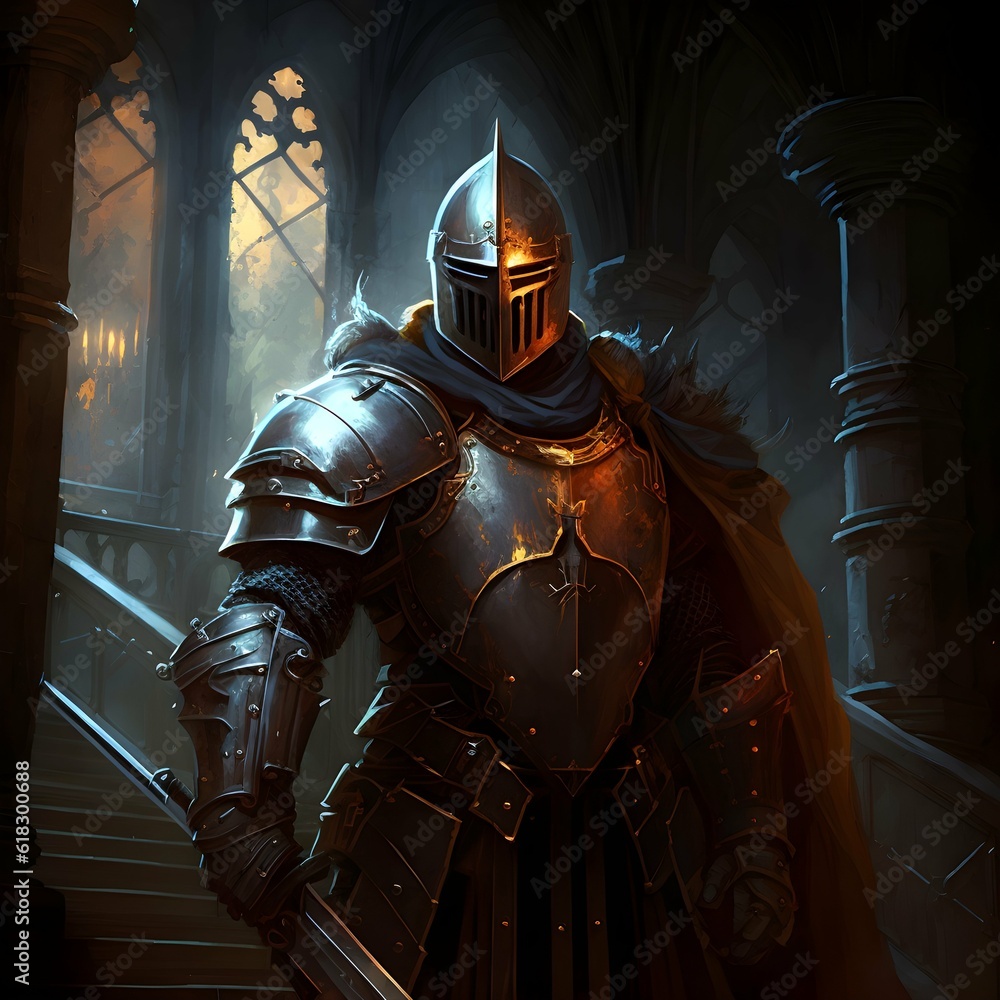 character paladin knight in castle epic scene killers album cover 