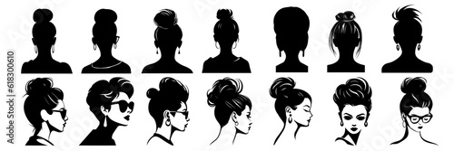 Woman silhouettes set, large pack of vector silhouette design, isolated white background