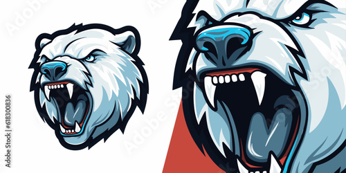 Illustration Vector Graphic for Sport and E-Sport Gaming Teams: Aggressive Zombie Polar Bear Logo Mascot
