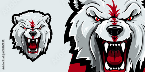 Aggressive Zombie Polar Bear Logo Mascot: Vector Graphic for Gaming Teams