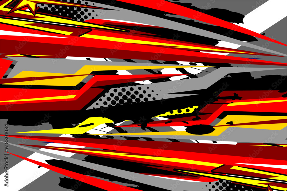 design vector background racing with a unique stripe pattern and with a mix of bright colors like red, yellow and with star and spot effects, looks cool