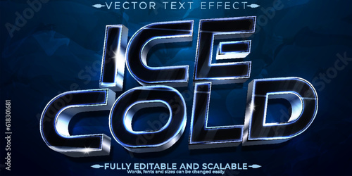 Ice cold  text effect, editable silver and game text style