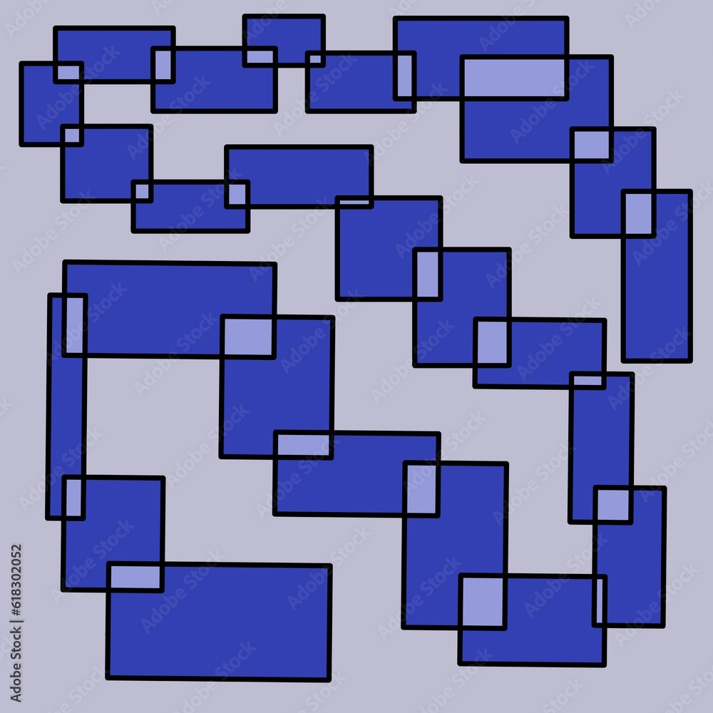 Abstract chain of blue rectangles on gray background Abstract chain of blue rectangles on gray background