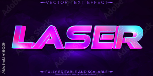 Laser editable text effect, 3d metallic and future font style