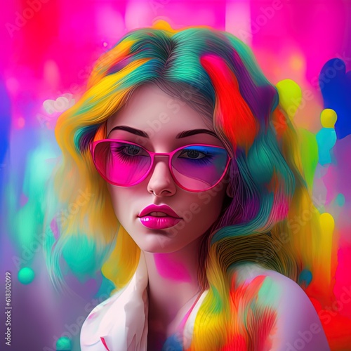 fashion woman with colorful hairstyle