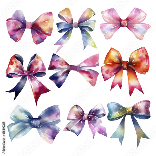 Watercolor Bow. Celebration Ribbons and Bow Collection