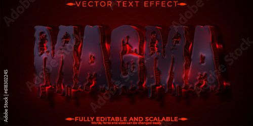 Editable text effect magma, 3d lava and volcano font style