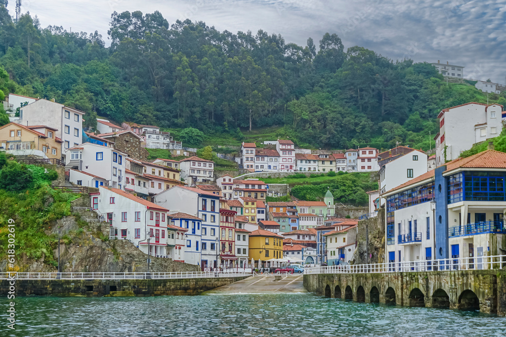 panoramica de Cudillero​​, council, parish and town of the autonomous community of the Principality of Asturias, in Spain