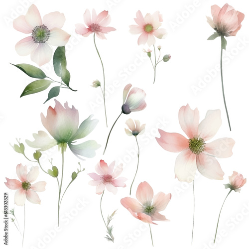 Watercolor Flower Collection  Pink Floral Illustrations for Simple and Elegant Bridal Designs  Wallpaper  Greetings  Wallpapers  Fashion