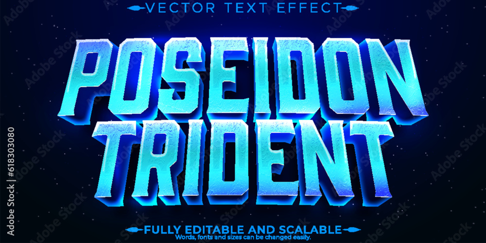 Canvas Print Poseidon text effect, editable trident and ocean text style