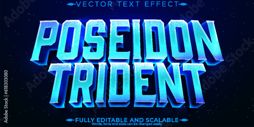 Poseidon text effect, editable trident and ocean text style