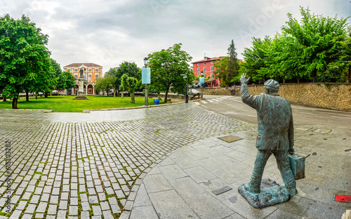 Panoramic of the town of Colombres with its colored buildings