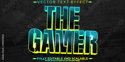 Gamer text effect, editable esport and neon text style