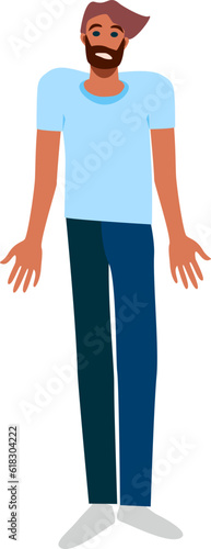 Man posing. Young Man Full Length Wearing Casual Clothes. Vector illustration in Flat style