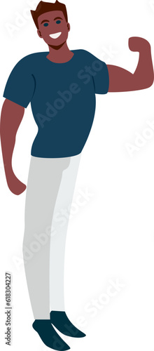 Man posing. Young Man Full Length Wearing Casual Clothes. Vector illustration in Flat style