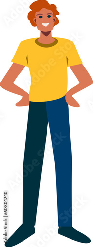 Man posing. Young Man Full Length Wearing Casual Clothes. Vector illustration in Flat style
