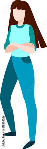 Woman posing. Young Woman Full Length Wearing Casual Clothes. Vector illustration in Flat style