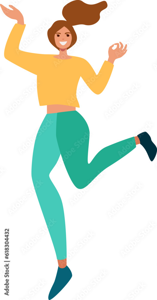 Woman posing. Young Woman Full Length Wearing Casual Clothes. Vector illustration in Flat style