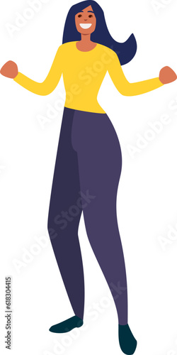 Woman posing. Young Woman Full Length Wearing Casual Clothes. Vector illustration in Flat style