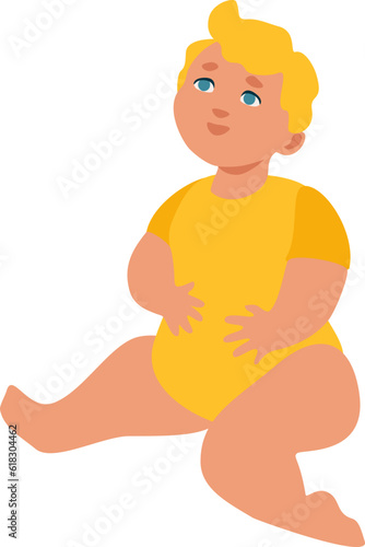 Baby posing. Baby sitting on the floor. Vector illustration in Flat style