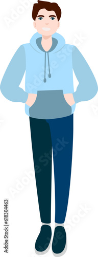 Man posing. Young Man Full Length Wearing Casual Clothes. Vector illustration in Flat style