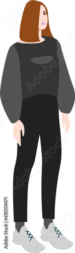 Woman posing. Young Woman Full Length Wearing Casual Clothes. Vector illustration in Flat style