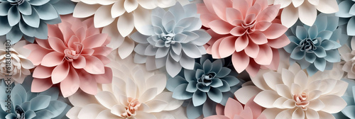 3d floral design pattern in pastel colors - Generative AI