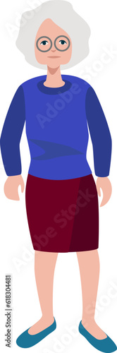 Woman posing. Old Woman Full Length Wearing Casual Clothes. Vector illustration in Flat style