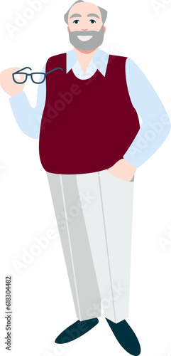 Man posing. Young Man Full Length Wearing Casual Clothes. Vector illustration in Flat style