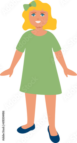 Baby girl posing. Baby girl Full Length Wearing Casual Clothes. Vector illustration in Flat style