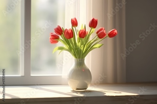 tulip flower in the vase close up AI Generated