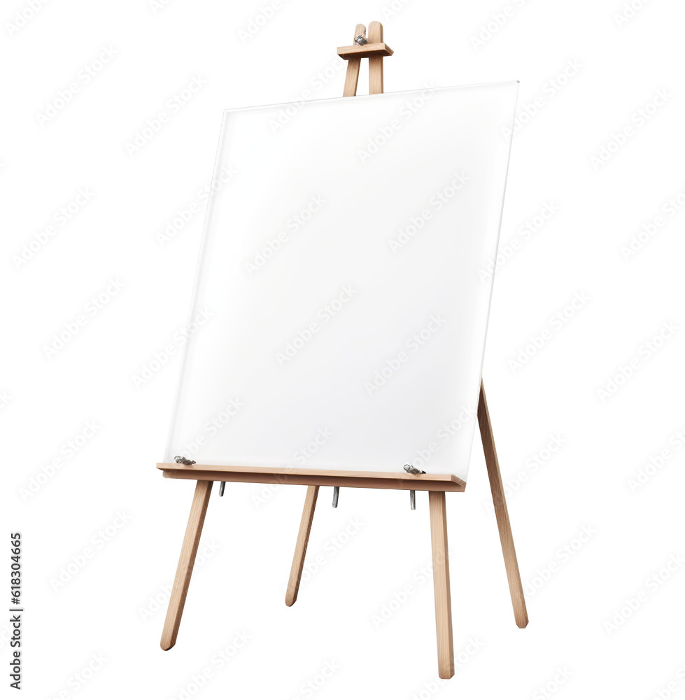 Whiteboard on easel, transparent background. Generative AI.