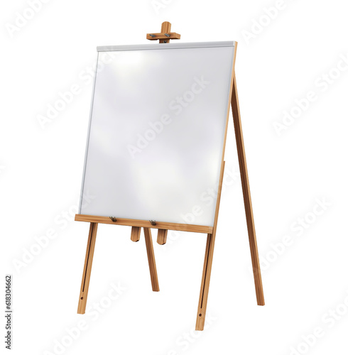 Whiteboard on easel, transparent background. Generative AI.