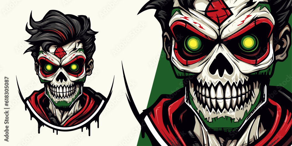 Illustration Vector Graphic for Zombie Mexican Calavera Logo Mascot: Sport & E-Sport Gaming Teams