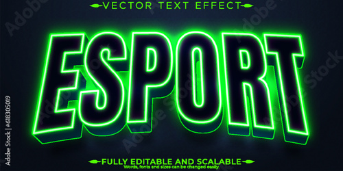 Esport text effect, editable neon and gaming text style