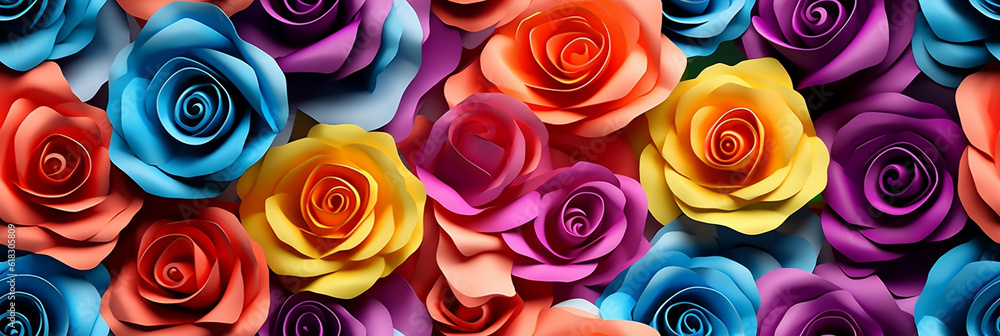 Colorful roses design pattern - Generative AI