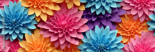 Colorful floral design pattern - Generative AI